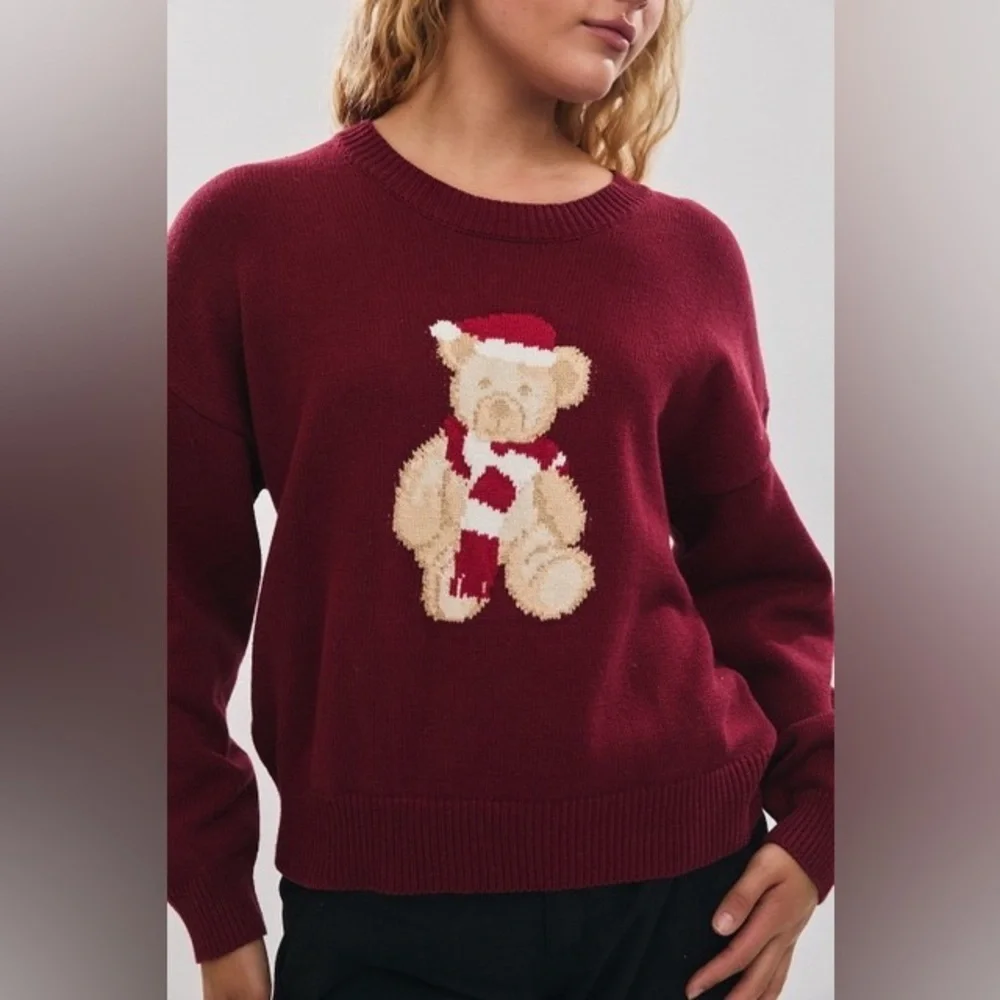 Santa Teddy Bear Long Sleeve Christmas Sweater - Le Lis - Picture 3 of 6